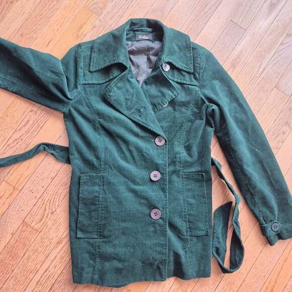 Green Corduroy Belted Jacket • Size 38 (S/M Fit) • Fully Lined - Picture 4 of 15